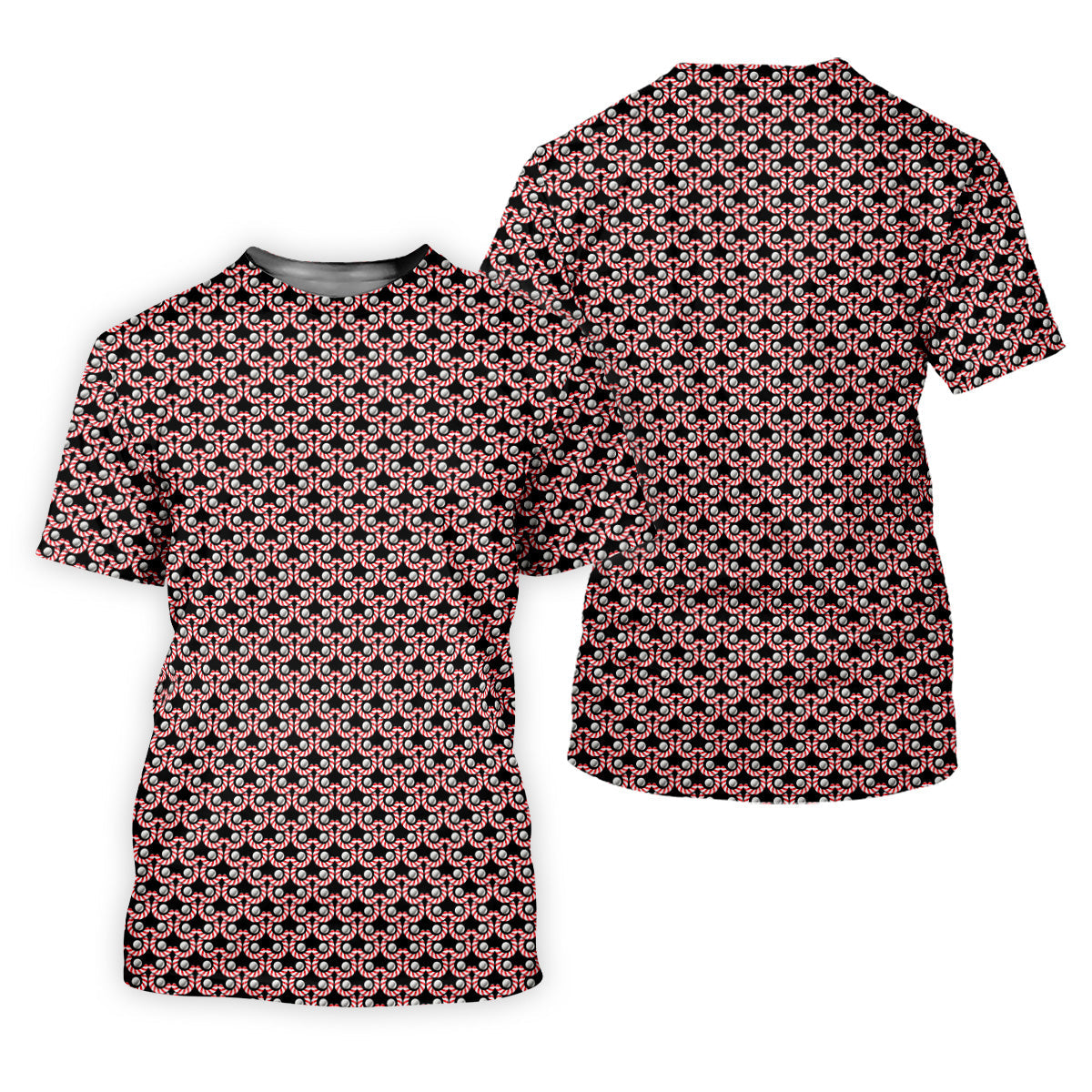 Golf Ball Candy Cane Golf Shirt, Fun Golf Shirts For Men, Golfing Apparel, Golf Shirts For Men