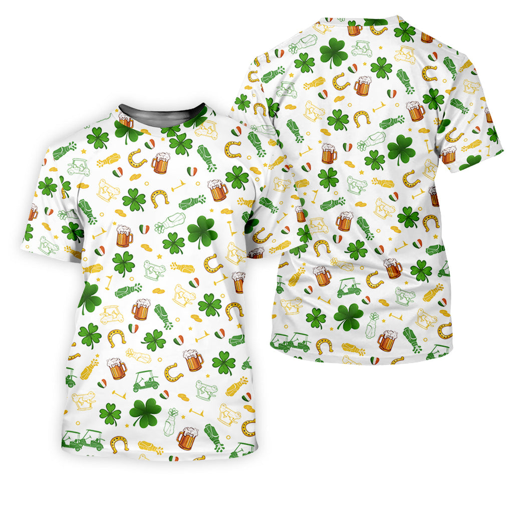 St Patrick's Day Beer Golden Horseshoes Shamrock Golf Shirt, Polo Shirts For Men, Golf Shirts For Men