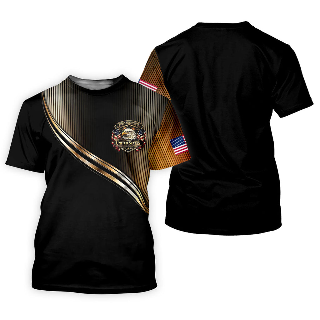 250th Anniversary Metallic Looking Patriotic Golf Shirt, 4th Of July Golf Shirts For Men
