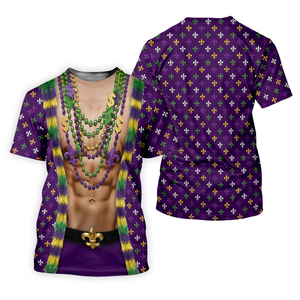 Funny 3D Print Mardi Gras Fleur De Lis Purple Golf Shirt, Golf Tops For Men, Golf Shirts For Men