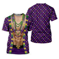 Funny 3D Print Mardi Gras Fleur De Lis Purple Golf Shirt, Golf Tops For Men, Golf Shirts For Men