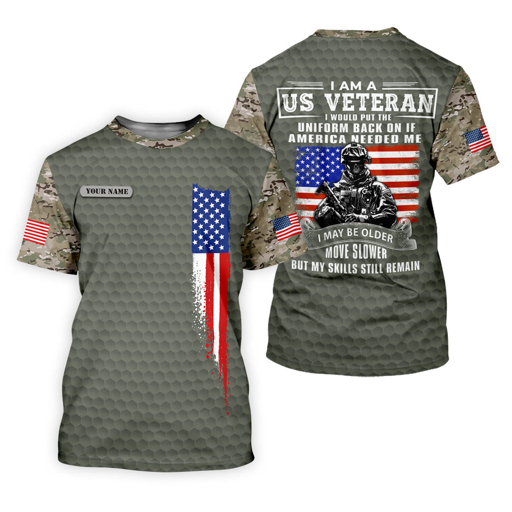 I Am A US Veteran American Flag Camo Golf Shirt, 250 Years 4th Of July Golf Shirts For Men