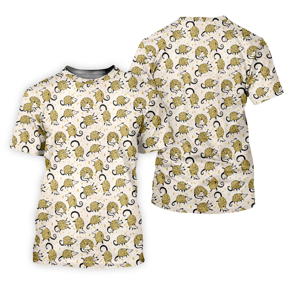 Cute Opossum Seamless Pattern Golf Tops For Men, Cute Golf Outfit, Polo Shirts For Men