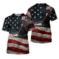 Distressed US Flag And Bald Eagle Patriotic Golf Shirt, 4th Of July 250 Years American Pride Golf Shirts For Men