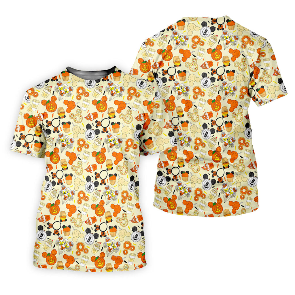 Cute Halloween Mouse Pumpkin Polo Shirts For Men, Sweet Spooky Golf Tops For Men, Halloween Golf Shirt