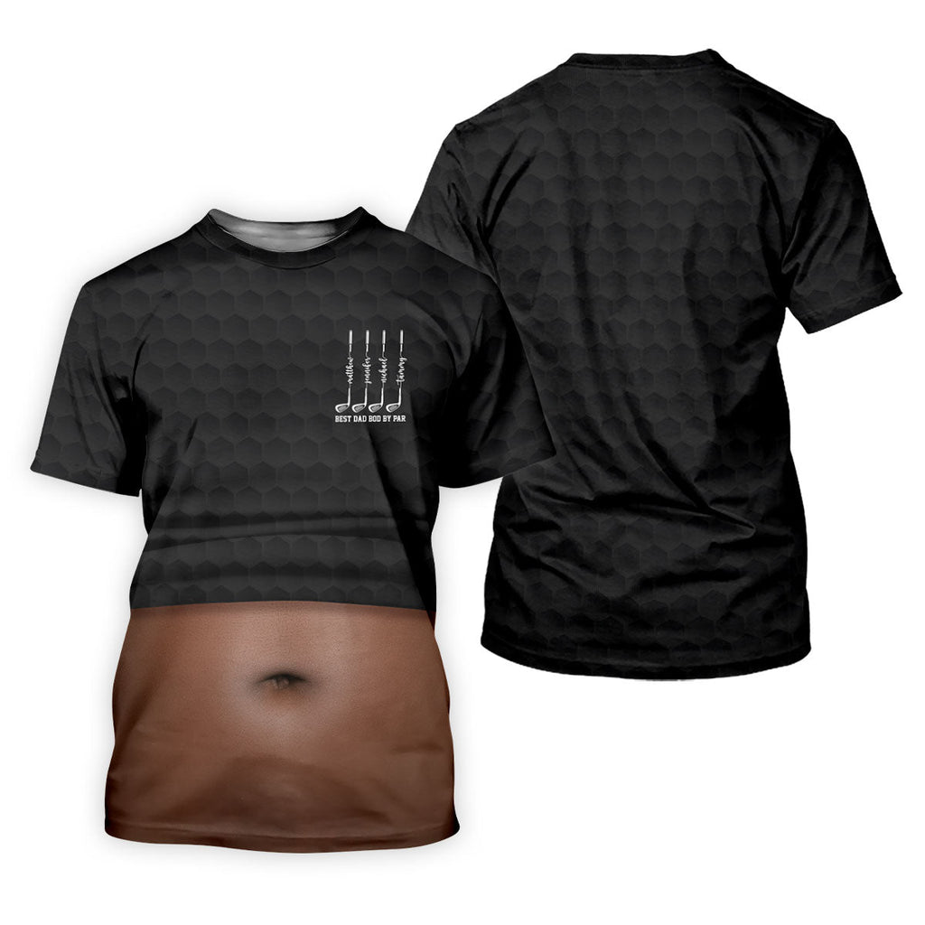 Best Dad Bod By Par Black Men's Funny Golf Polo Shirts, Father's Day Golf Shirt, Golf Gift For Dad