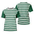 Green And White Argyle Pattern Retro Golf Shirt, Golf Tops For Men, Golf Shirts For Men, Polo For Men