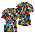 Happy Dog Faces Hawaiian Golf Shirt, Funny Golf Shirt, Abstract Animal Golf Shirts For Men