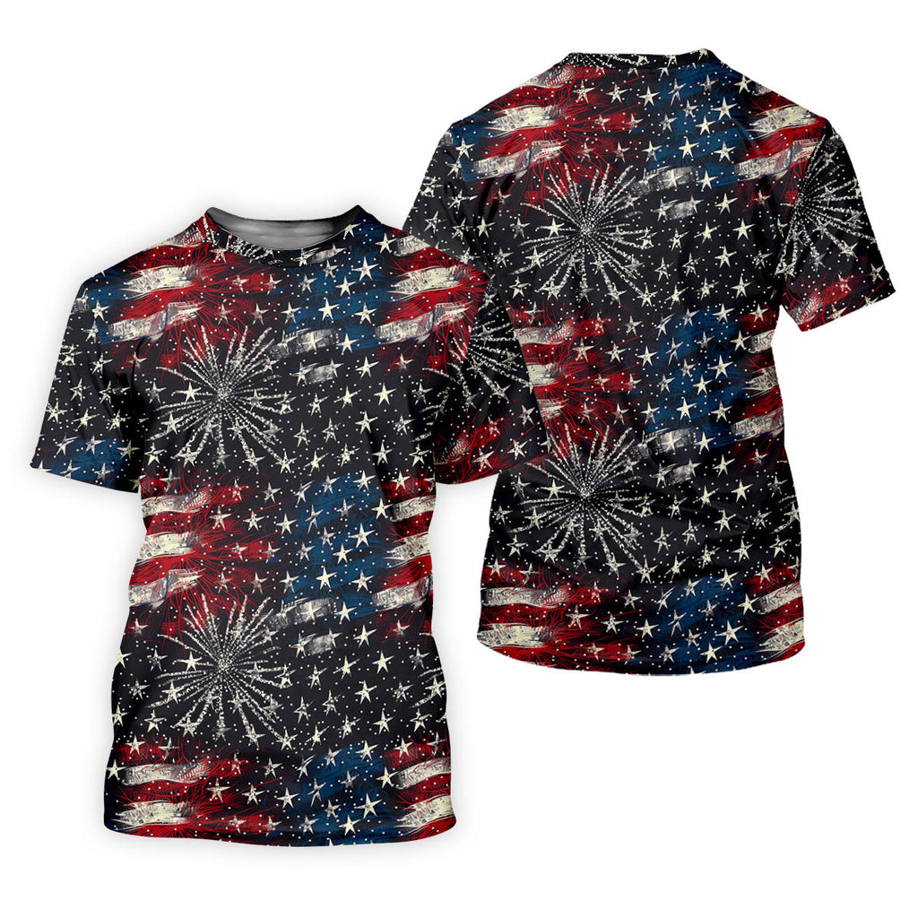 Patriotic American Flag Distressed Color 4th Of July Golf Shirts For Men, 250th Anniversary Polo Shirts For Men