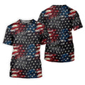 Patriotic American Flag Distressed Color 4th Of July Golf Shirts For Men, 250th Anniversary Polo Shirts For Men