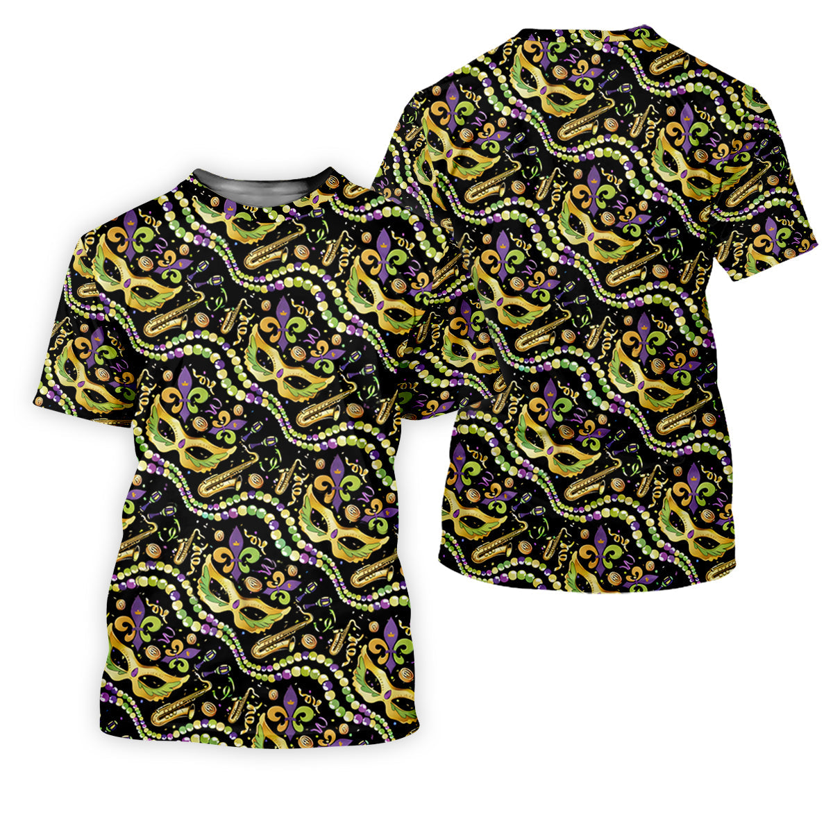Gold Masquerade Mask Beads String Mardi Gras Golf Shirt, Polo Shirts For Men, Golf Shirts For Men