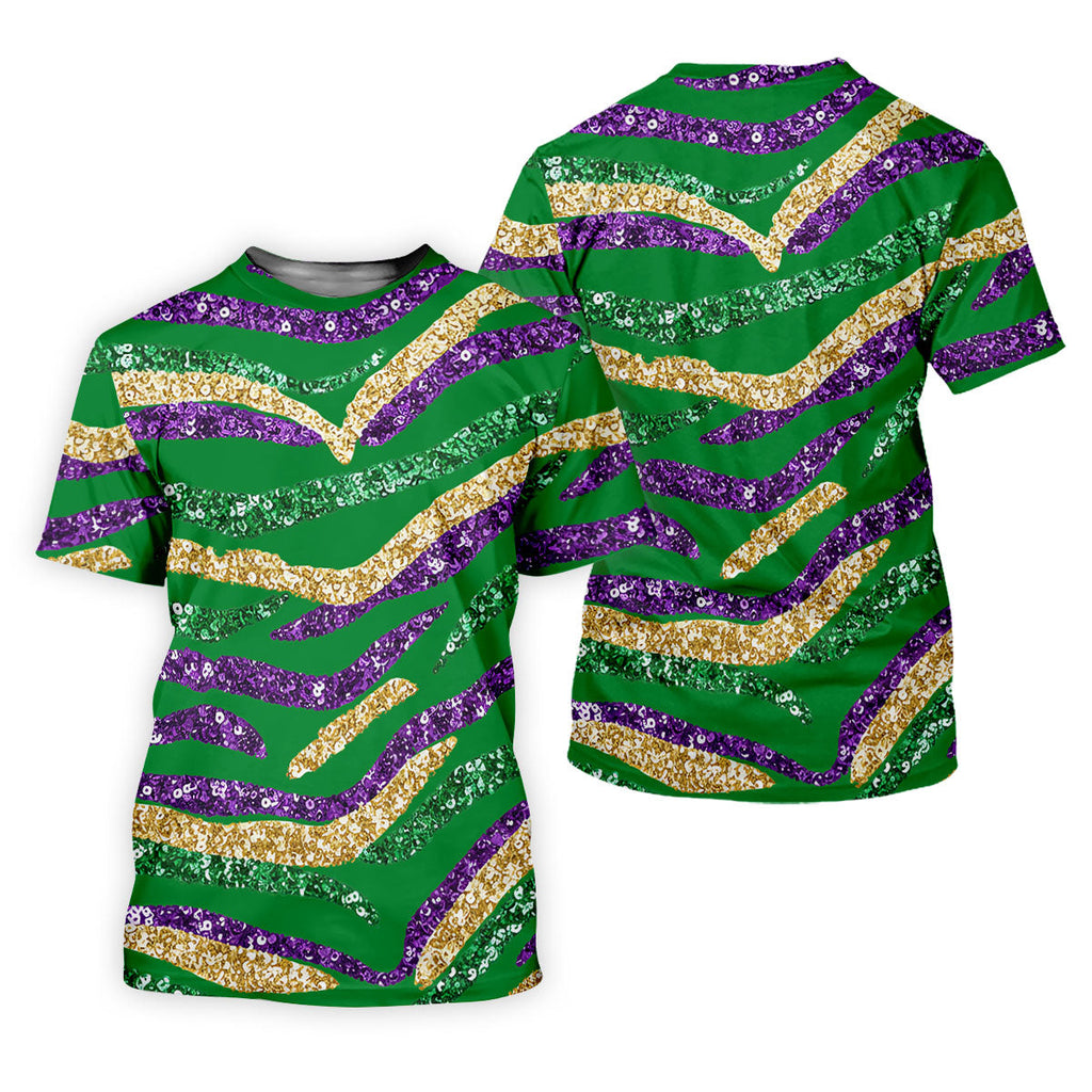 Purple Green Gold Sequin Pattern Green Golf Shirt, Mardi Gras Golf Shirt, Polo ShirtFor Men