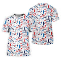 250 Years USA Red White Blue Seamless Pattern White Golf Shirt, Patriotic 4th Of July Golf Shirts For Men