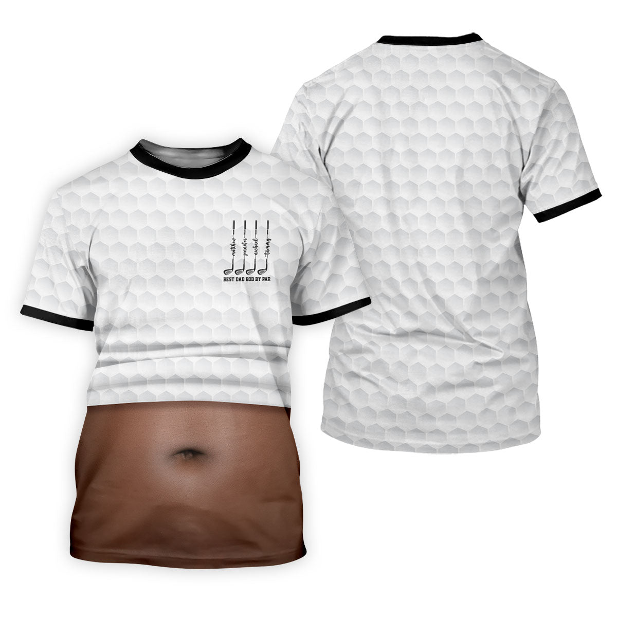Best Dad Bod By Par White Men's Funny Golf Polo Shirts, Father's Day Golf Shirt, Golf Gift For Dad