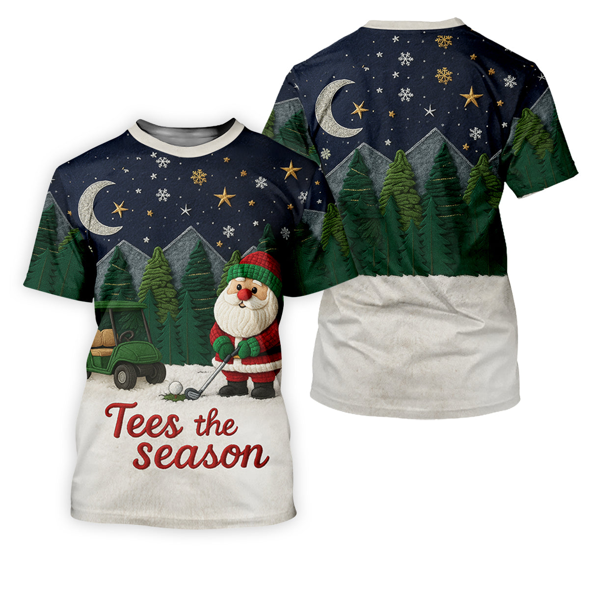 Santa Golfing Tees The Season Night Theme Golf Tops For Men, Christmas Golf Shirt, Polo ShirtFor Men