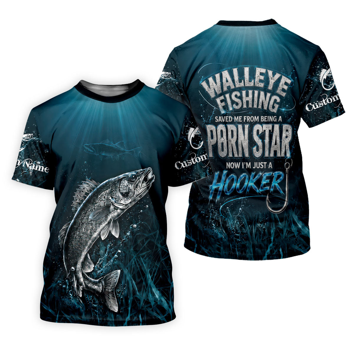 Walleye Fishing Saved Me Now I'm A Hooker UPF Shirt, Mens Fishing Shirt, Fishing Shirts