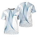 Geometric Line Wavy Line Blue And White Custom Name Golf Shirts For Men, Men's Golf Shirt, Polo Shirts For Men