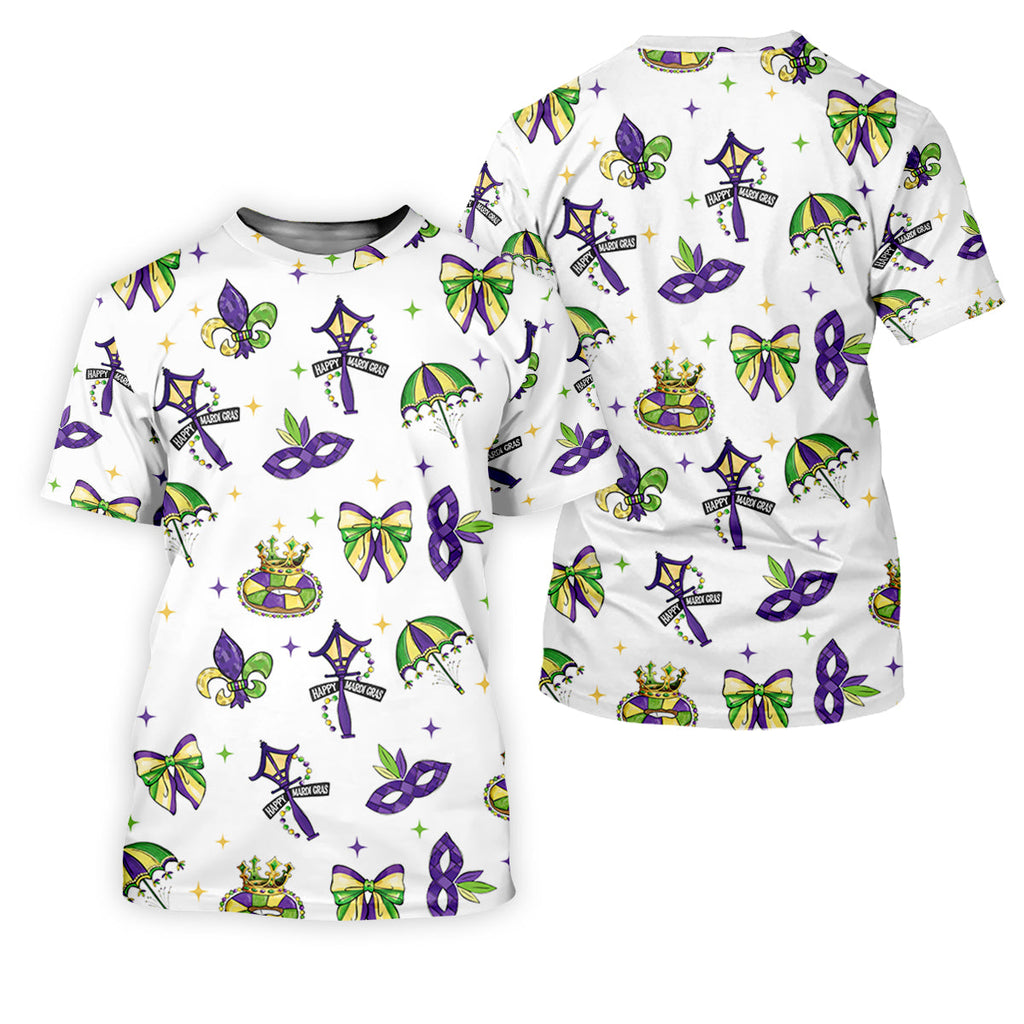 Fleur De Lis Carnival Masks Happy Mardi Gras White Golf Shirt, Polo ShirtFor Men, Golf Shirts For Men