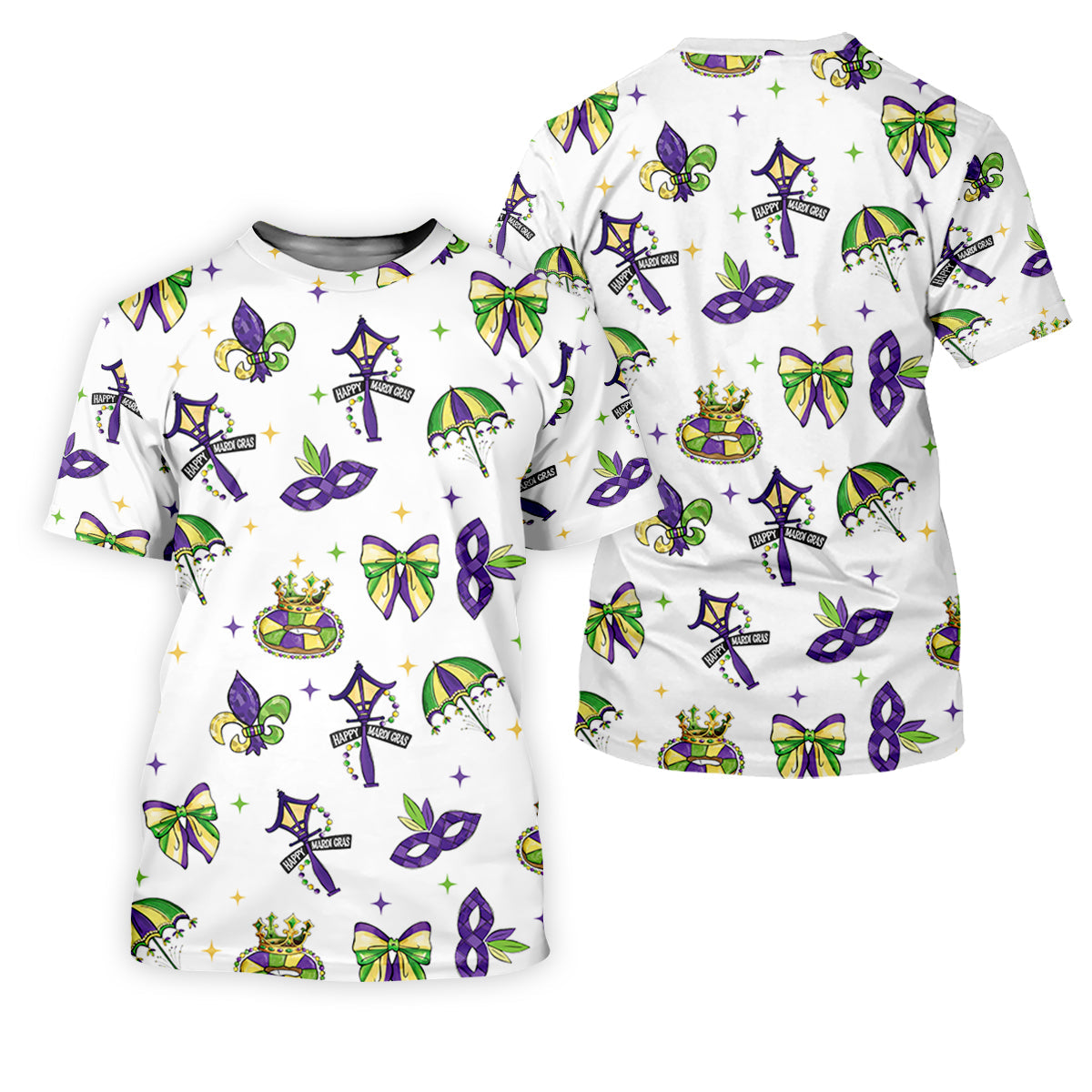 Fleur De Lis Carnival Masks Happy Mardi Gras White Golf Shirt, Polo ShirtFor Men, Golf Shirts For Men