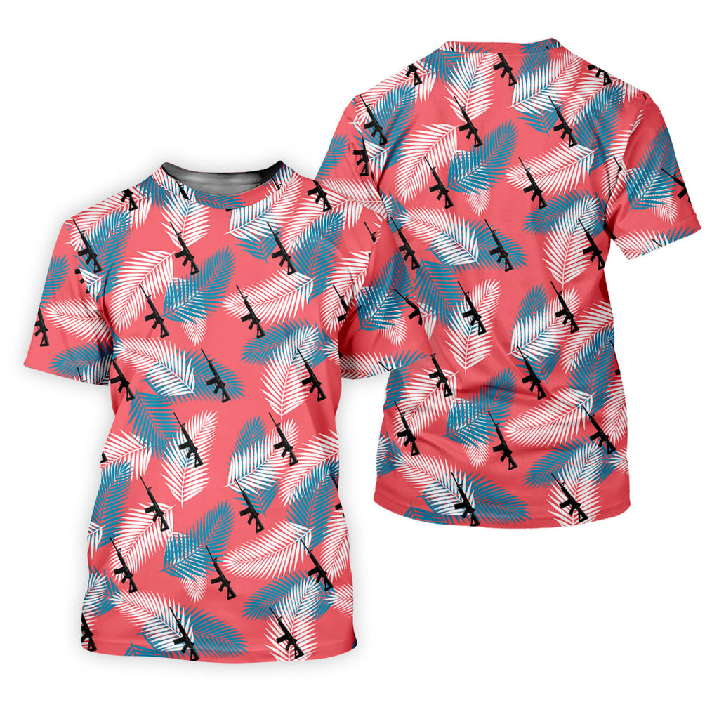 Freedom Lifestyle Green And Pink Hawaiian Golf Shirt, Golf Tops For Men, Golf Shirts For Men