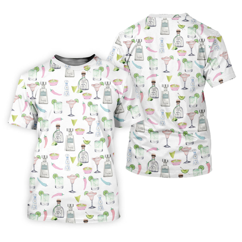 Pink Margarita Glass Tequila Lover Pastel Theme Golf Tops For Men, Polo Shirts For Men, Golf Shirts For Men