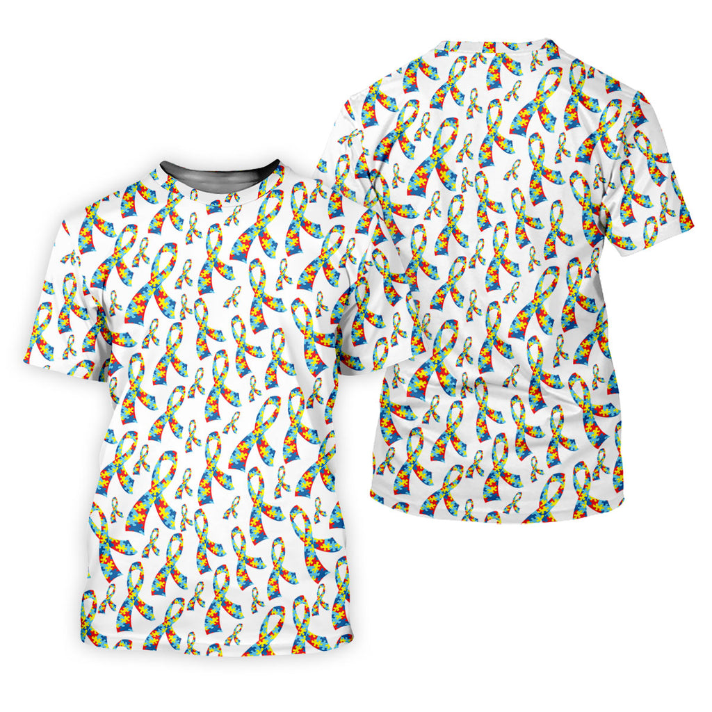 Autism Awareness Ribbon Golf Tops For Men, Autism Ribbon Polo Shirts For Men, Golf Shirts For Men