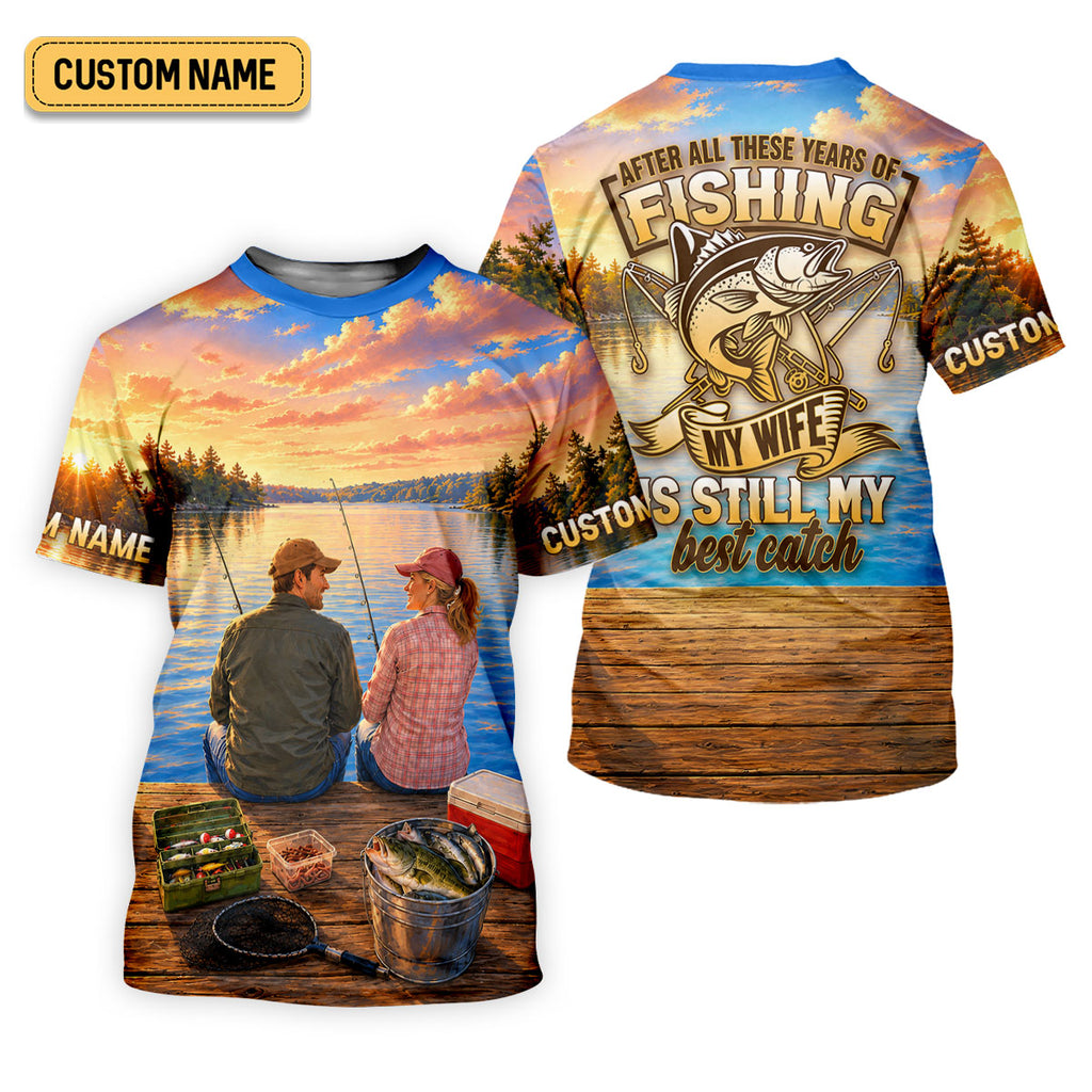 My Wife Is Still My Best Catch Fishing UPF Shirt, Womens Fishing Shirt, Bass Fishing Shirt