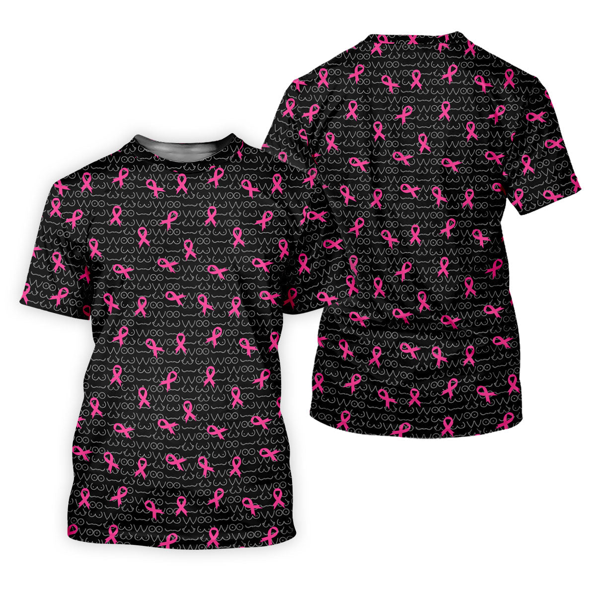 Black Golf Polo with Pink Ribbon, Men's Golf Polo ShirtBreast Cancer Awareness Shirt, Funny Golf Shirt