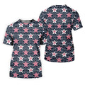 Red And White Stripe Stars Seamless Pattern 250th Anniversary Golf Shirts For Men, Patriotic Golf Shirt