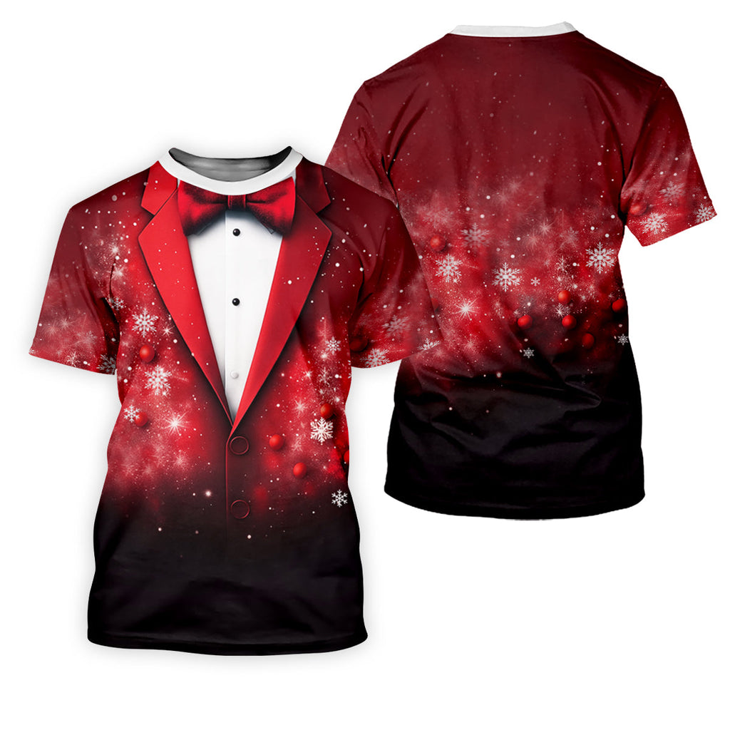 Black And Red Christmas Glitter Print Men's Golf Polo Shirts, Christmas Golf Shirt, Golf Gift For Men