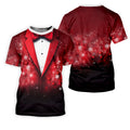 Black And Red Christmas Glitter Print Men's Golf Polo Shirts, Christmas Golf Shirt, Golf Gift For Men