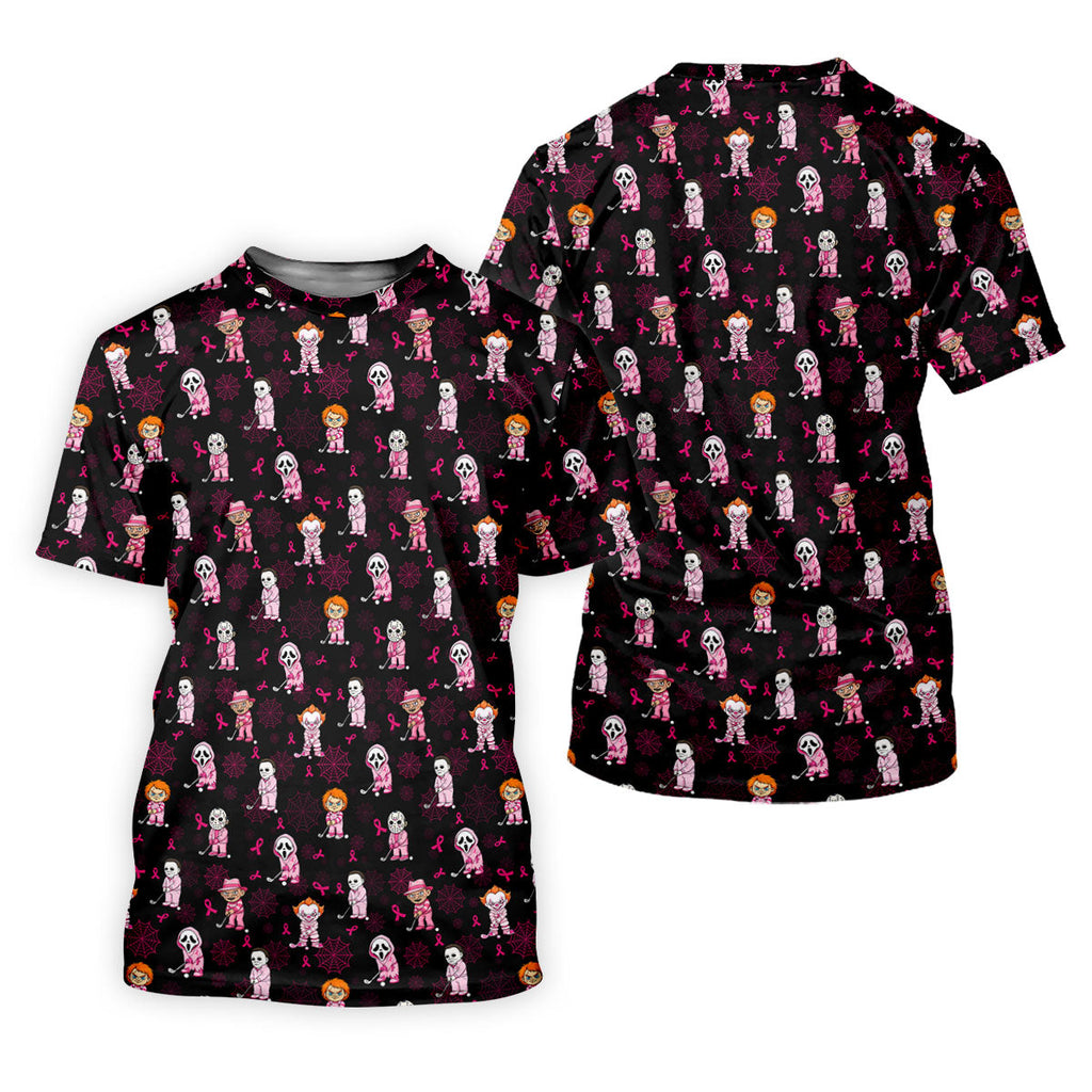 Black Halloween Horror Breast Cancer Polo Shirt, Women's Golf Polo, Golf Tops For Women