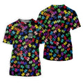 In A World Where You Can Be Anything Be Kind Autism Awareness Puzzle Pattern Men's Golf Shirt, Polo Shirts For Men