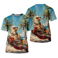 Cool Bald Eagle Tropical Vacation Hawaiian Golf Shirt, Vibrant Color Golf Shirts For Men
