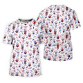 Wine And Martini American Flag Pattern Patriotic 4th Of July White Golf Shirt, 250th Anniversary Golf Shirts For Men