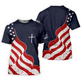 Faith Cross America 250th Anniversary 4th Of July Shirt, Patriotic Navy Golf Shirts For Men