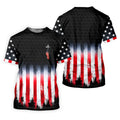 Faith Cross American Flag Patriotic Golf Ball Pattern 4th Of July Golf Shirt, 250th Anniversary Golf Shirts For Men
