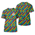Love Needs No Words Autism Awareness Jigsaw Puzzle Pieces Men's Golf Shirt, Polo Shirts For Men