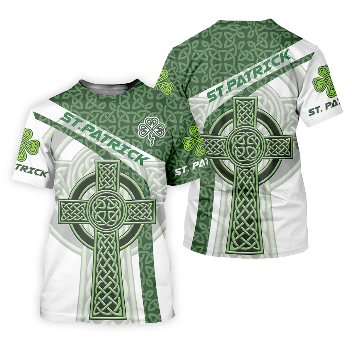 St Patrick's Day Celtic Knotwork Pattern Shamrock Golf Shirt, Polo Shirts For Men, Golf Shirts For Men
