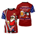 Happiness Is An Old Man With A Beer Funny 4th Of July Red Golf Shirt, 250th Anniversary Golf Shirts For Men