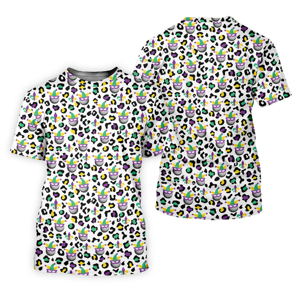 Mardi Gras Mask Leopard Spots Funny Golf Ball Golf Tops For Men, Polo ShirtFor Men, Golf Shirts For Men