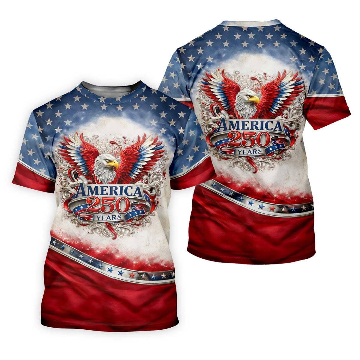 America 250 Years Red White Blue 4th Of July Golf Shirt, Patriotic Golf Shirt, Golf Shirts For Men