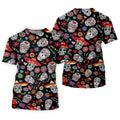 Day Of The Dead FLoral Sugar Skull Cinco De Mayo Celebration Fiesta Themed Golf Shirts For Men