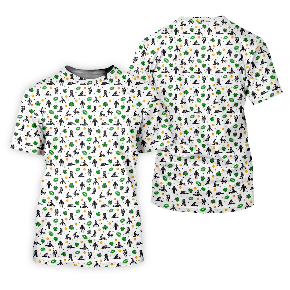 Funny Stick Figure Naughty Position Shamrock St Patrick's Day Golf Shirt, Performance Golf Shirt, Polo Shirts For Men