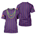 Mardi Gras Beads Necklaces Print Purple Golf Shirt, Golf Tops For Men, Polo Shirts For Men, Golf Shirts For Men