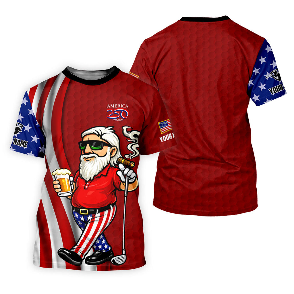 America 250 Patriotic Man 4th Of July Red Golf Shirt, Golf And Beer Golf Shirts For Men