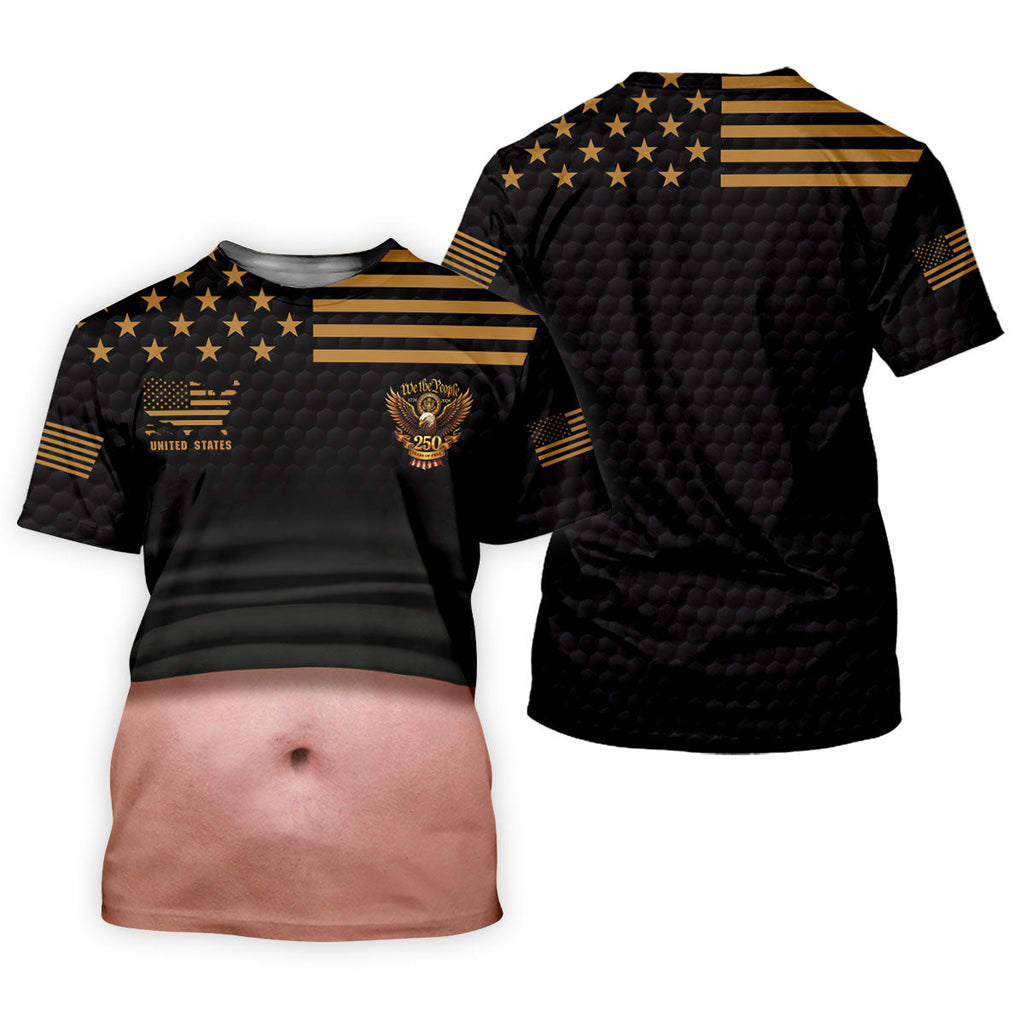 We The People 250 Years Of Free Men's Funny Golf Polo Shirts, 4th Of July Fun Golf Shirts For Men