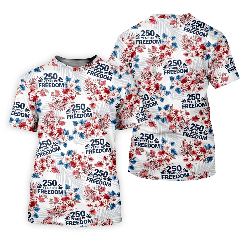 250 Years Of Freedom Tropical Vibe Retro Golf Shirt, Golf Tops For Men, 4th Of July Golf Shirts For Men