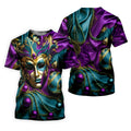 Mardi Gras Face Mask Turquoise Golf Shirt, Polo ShirtFor Men, Golf Shirts For Men, Polo For Men