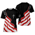 Faith Cross America 250th Anniversary 4th Of July Shirt, Patriotic Black Golf Shirts For Men